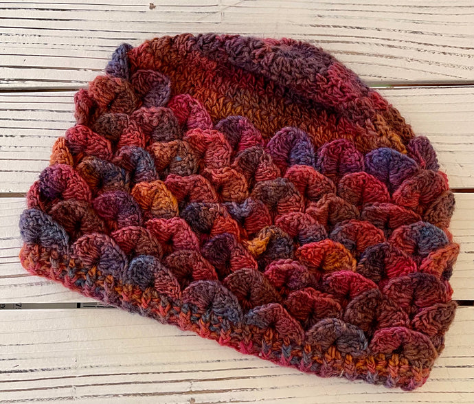 Red, Orange, and Purple Acorn Hat for Big Heads and Big Hair