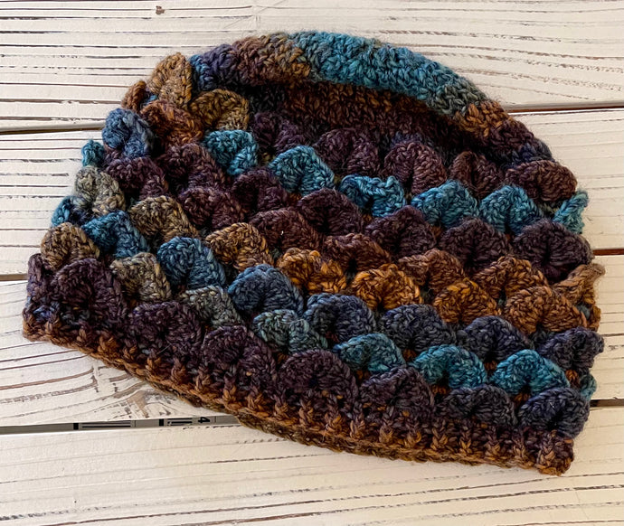 Teal, Gold, and BrownAcorn Hat for Big Heads and Big Hair