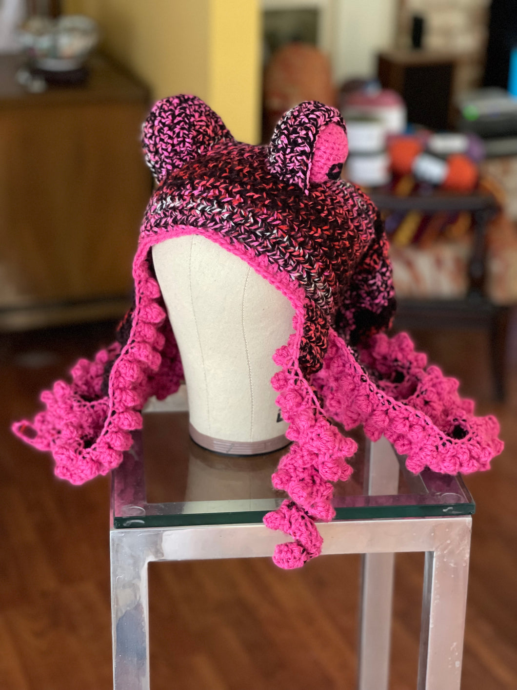 Vibrant Pink and Black Kraken Hat