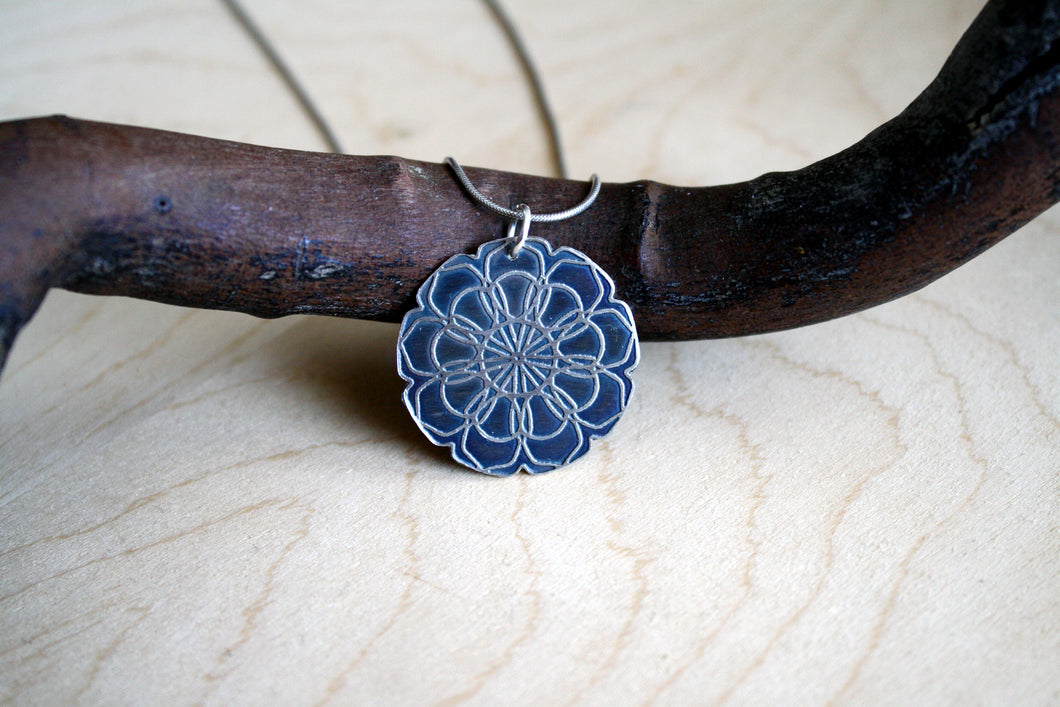 Floral Sterling Silver Mandala Pendant