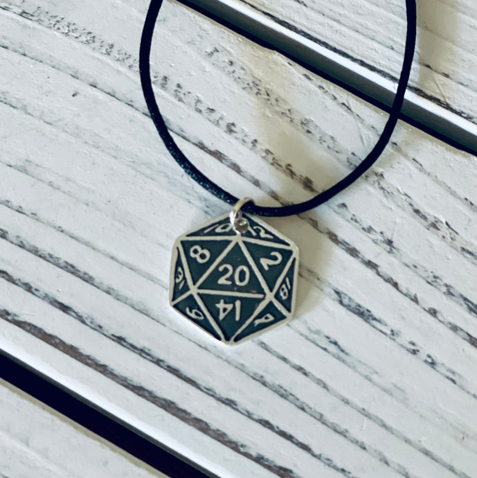 Small Sterling silver D20 Pendant