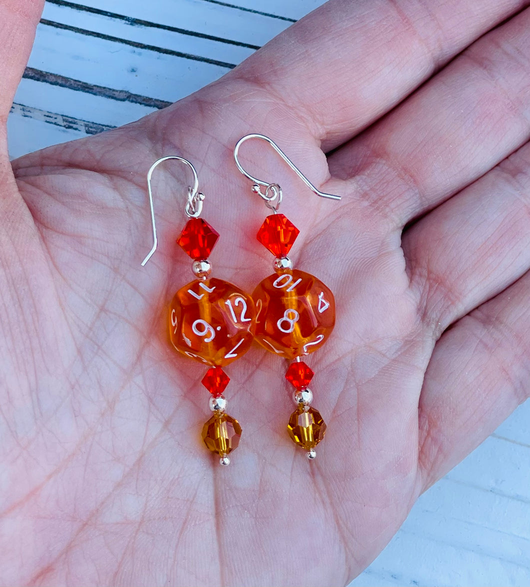 Orange D12 Earrings