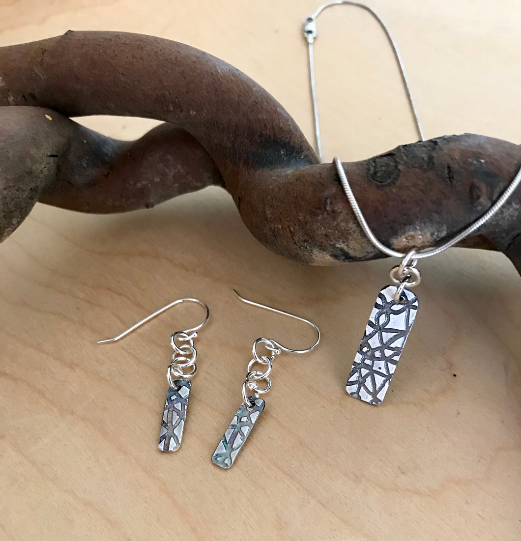 Petite Sterling Silver Pendant and Earring Set