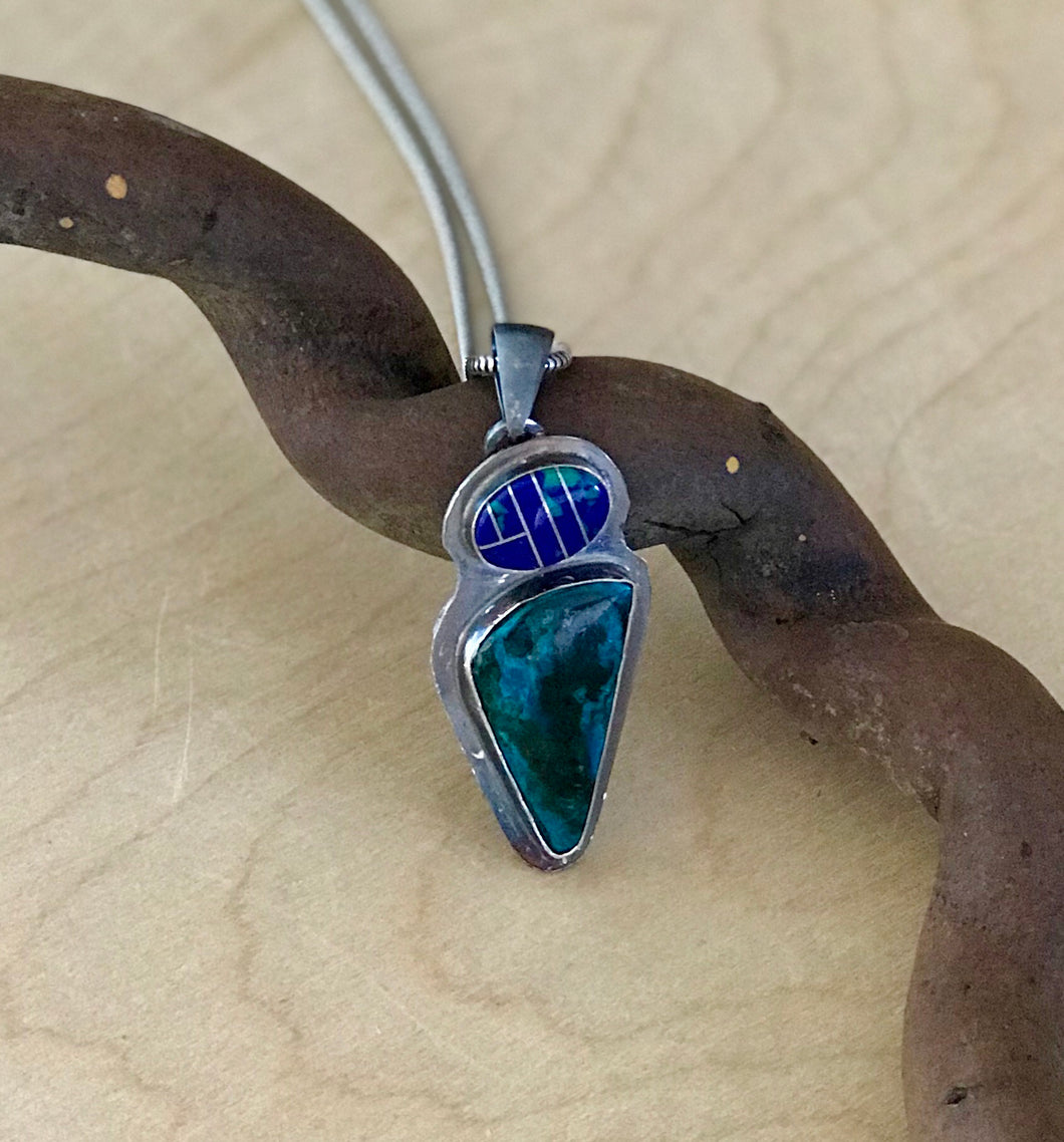 Parrot Wing Chrysocolla and Azurite Pendant
