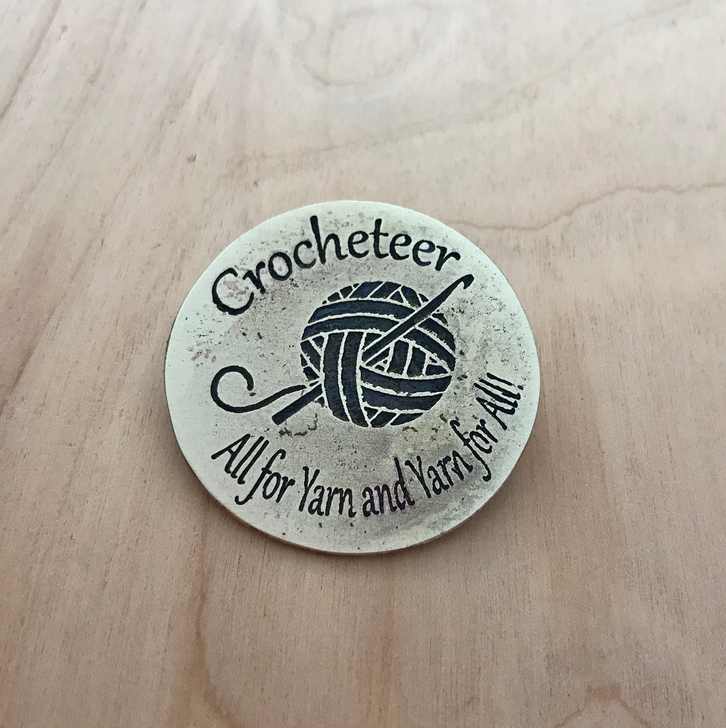 Crocheteer Medallion Pin